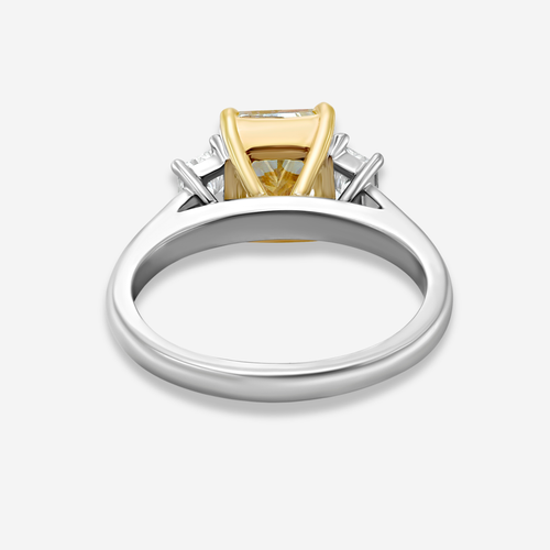 3.23 Carat Fancy Light Yellow Elongated Radiant Diamond Engagement Ring