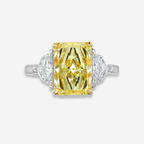 3.23 Carat Fancy Light Yellow Elongated Radiant Diamond Engagement Ring