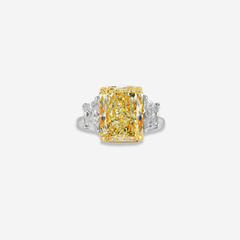 3 Carat Elongated Radiant Yellow Diamond Engagement Ring