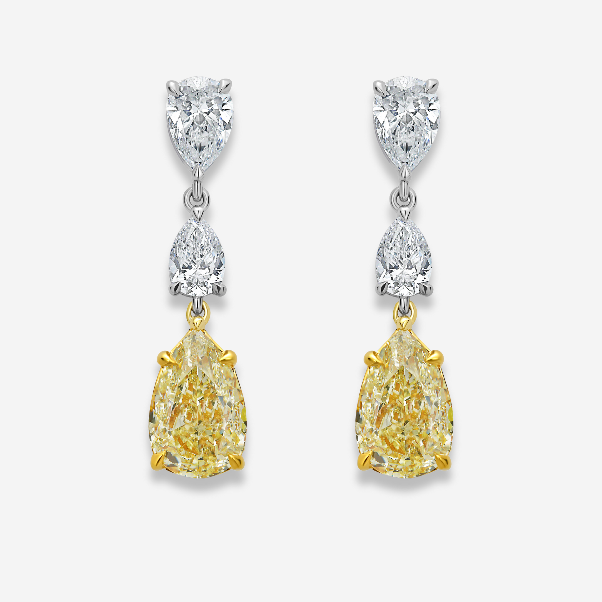 Yellow Diamond Pear Drop Earrings