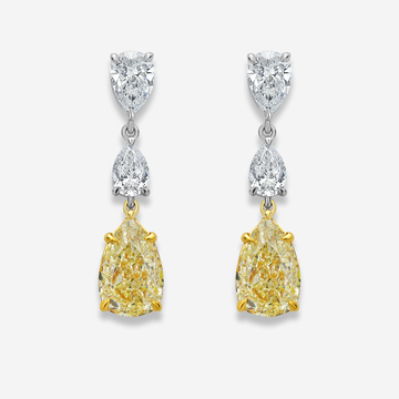 Yellow Diamond Pear Drop Earrings