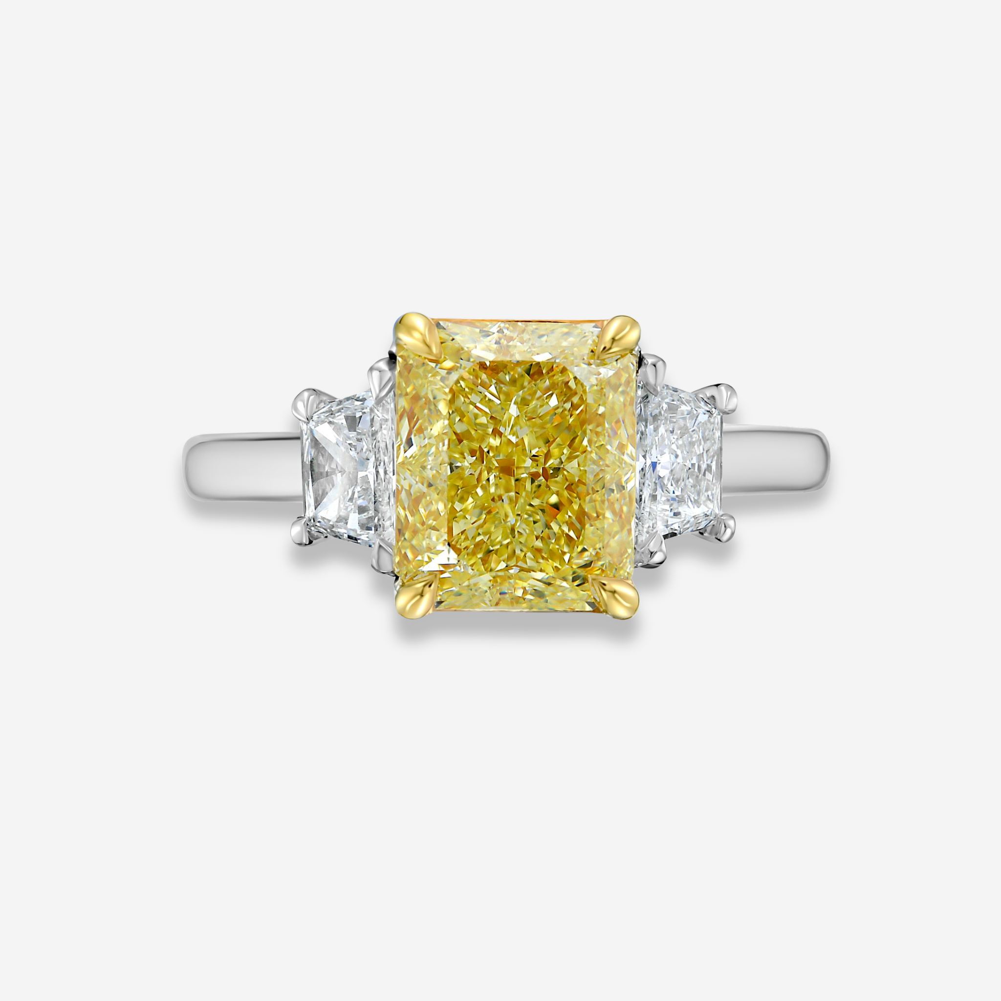 3 Carat Elongated Radiant Yellow Diamond Engagement Ring