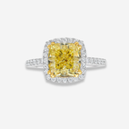 3 Carat Yellow Cushion Diamond Halo Engagement Ring