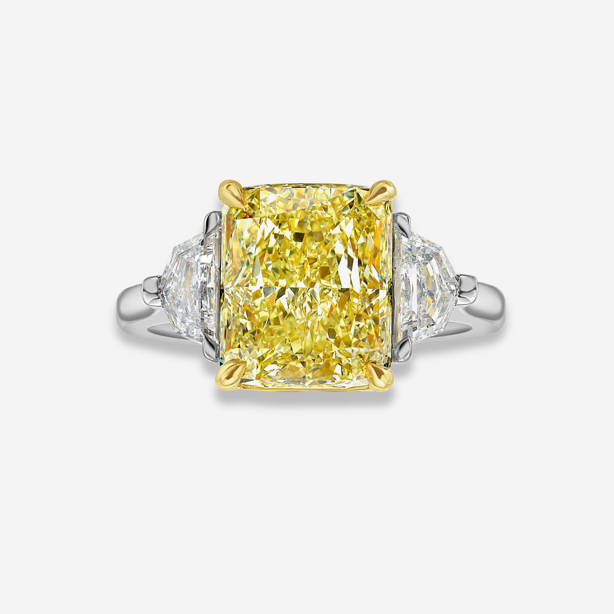 3 Carat Fancy Yellow Elongated Cushion Diamond Engagement Ring