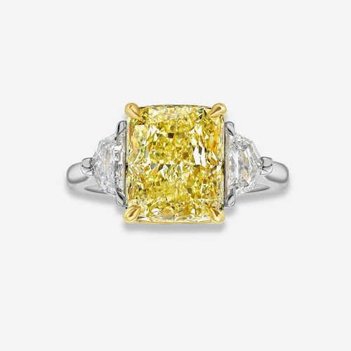 3 Carat Fancy Yellow Cushion Diamond Engagement Ring