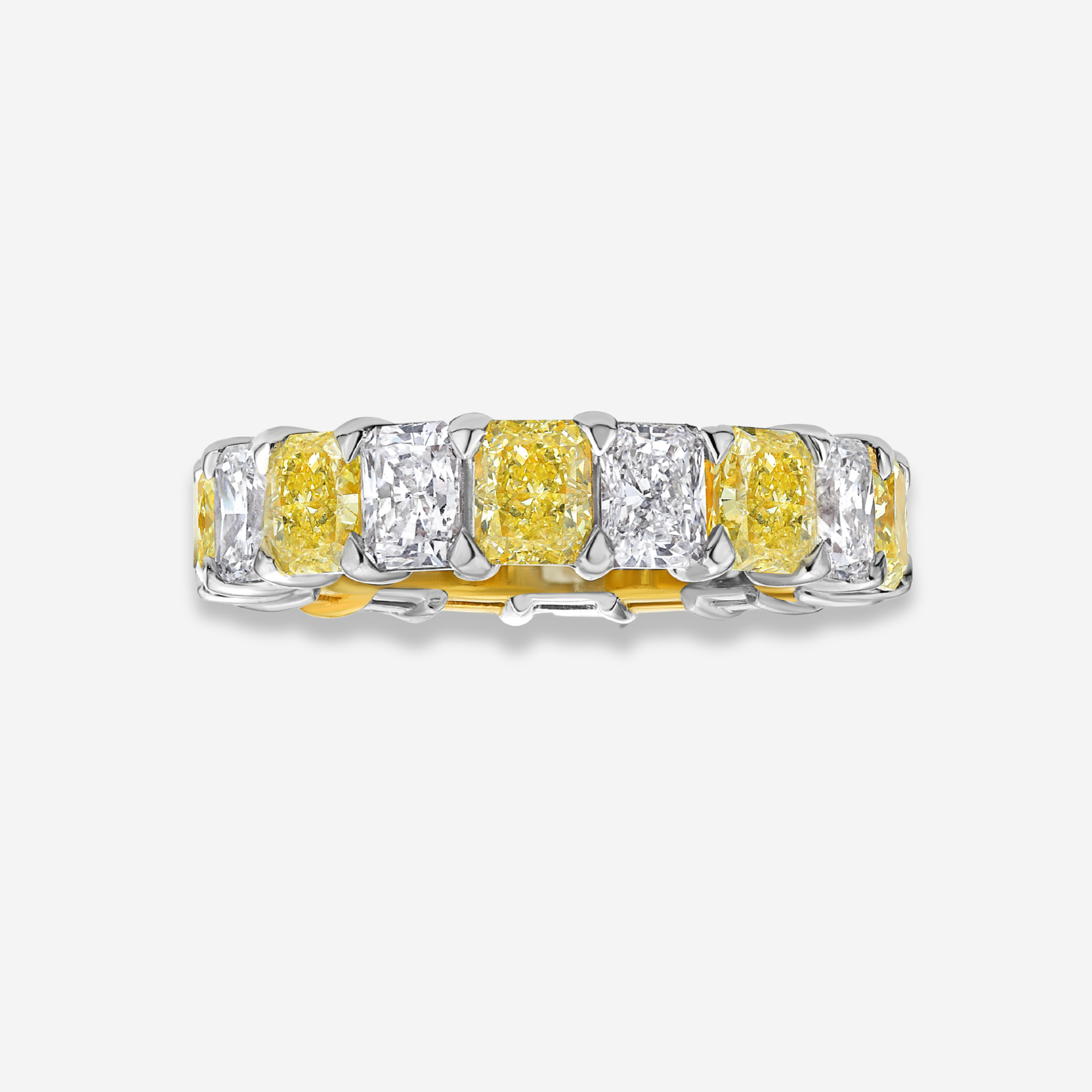 Alternating Fancy Yellow and White Elongated Radiant Diamond Eternity Band