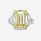 7 Carat Yellow Emerald Diamond Engagement Ring