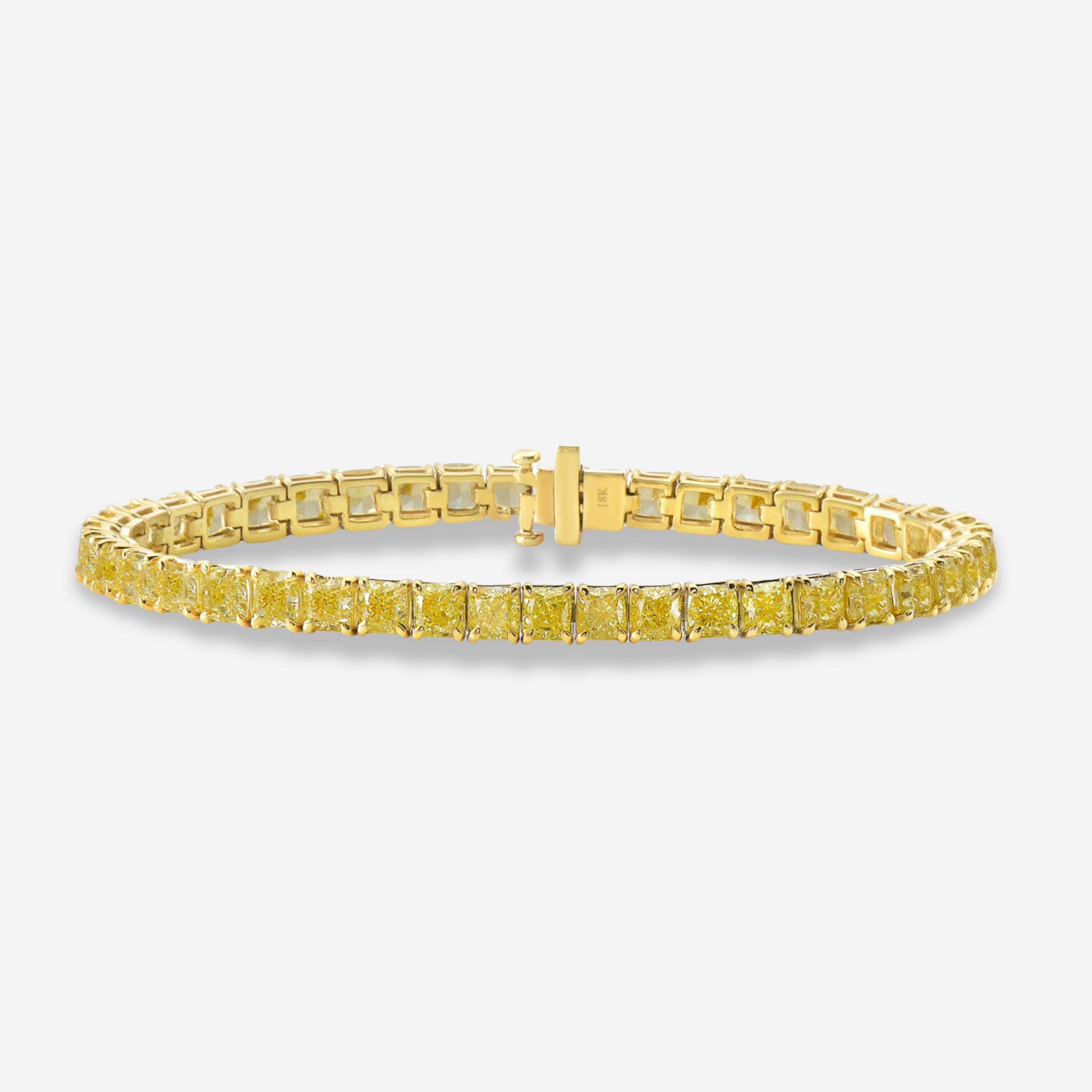 31 Carat GIA Certified Fancy Yellow Cushion Diamond Tennis Bracelet