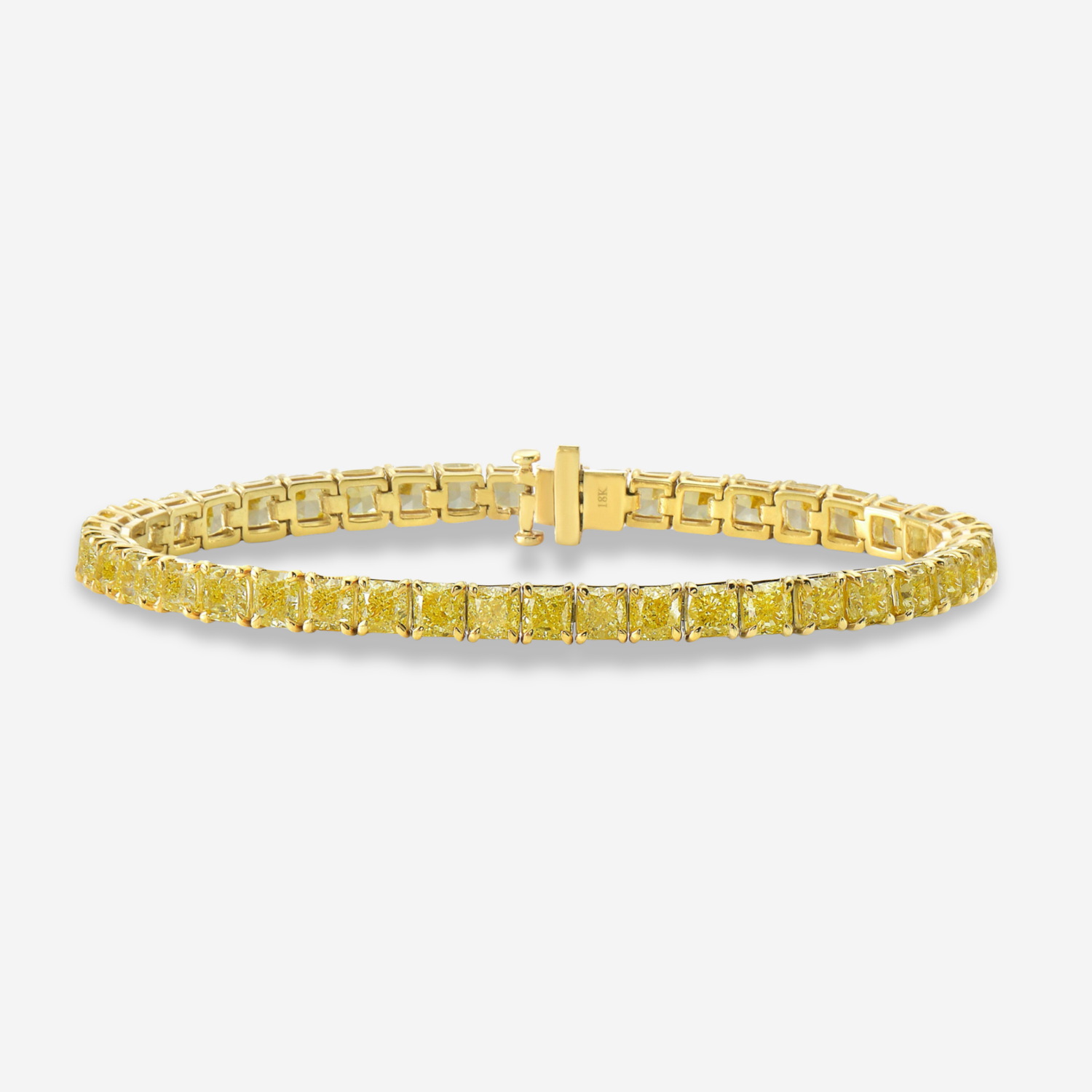 31 Carat GIA Certified Fancy Yellow Cushion Diamond Tennis Bracelet