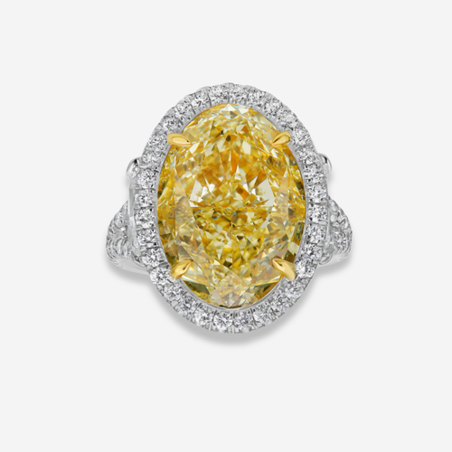 10.77ct Yellow Oval Diamond Halo Engagement Ring