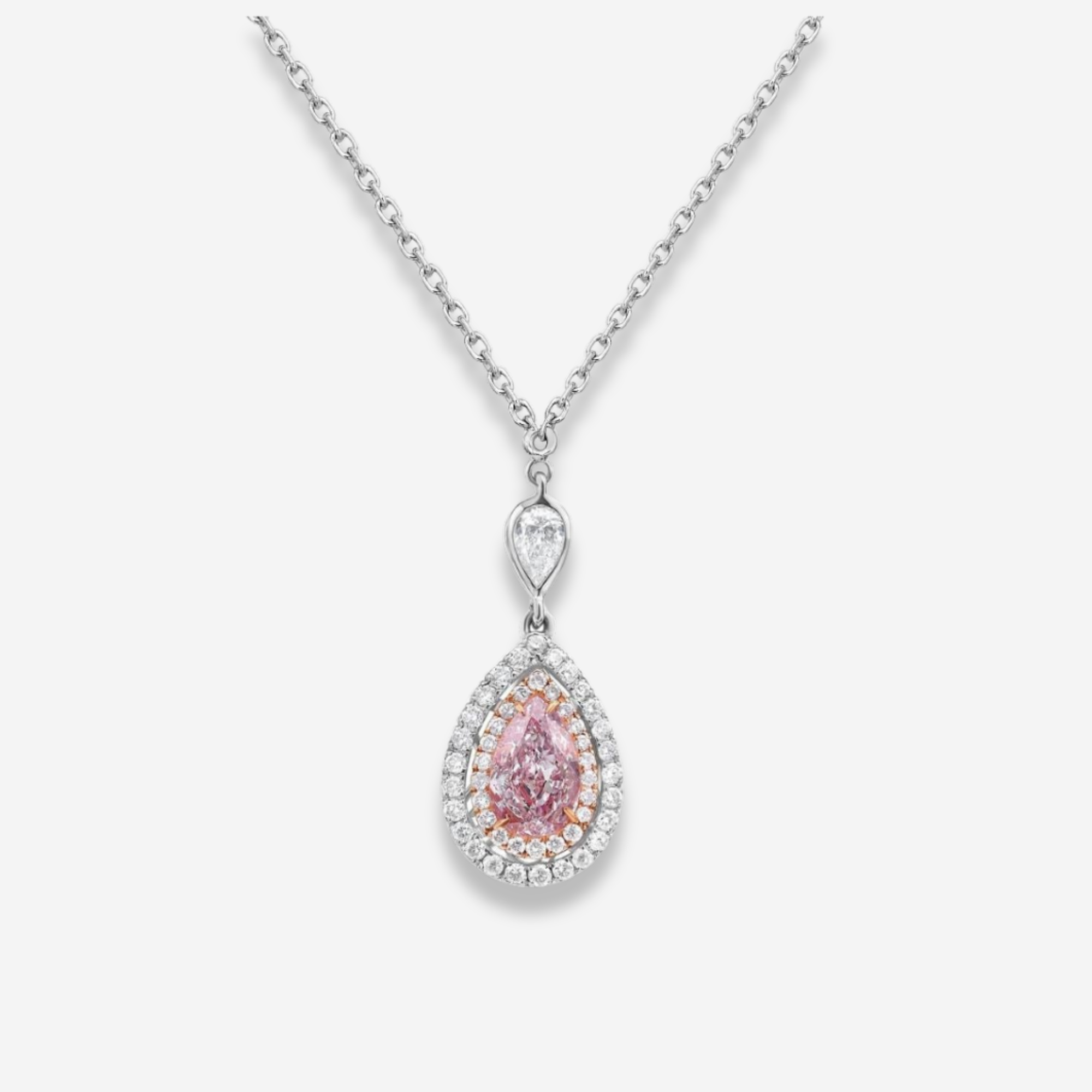 Pink Pear diamond pendant necklace at Rare Colors by Namdar, 5th Avenue New York