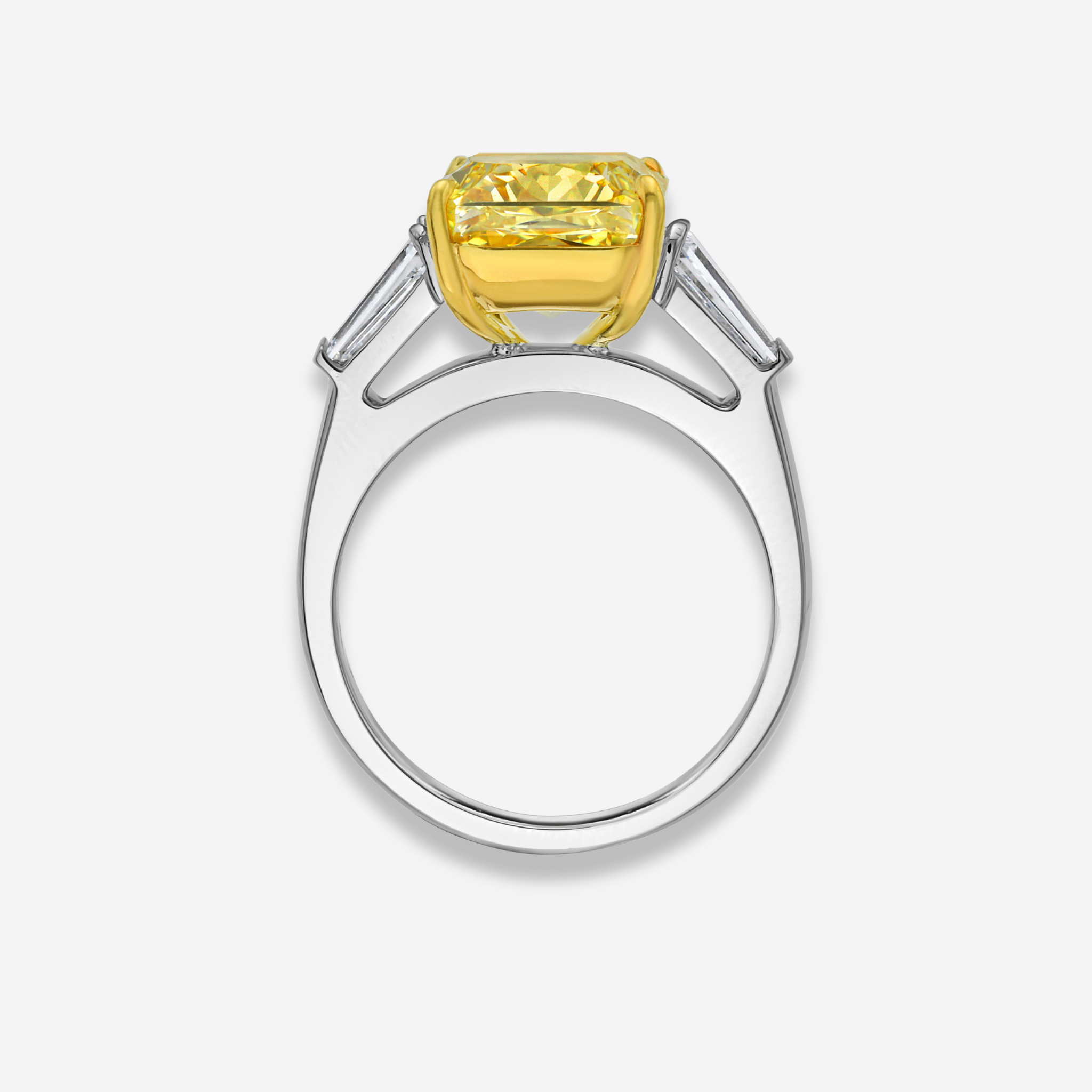 6ct Intense Yellow Elongated Radiant Diamond Engagement Ring