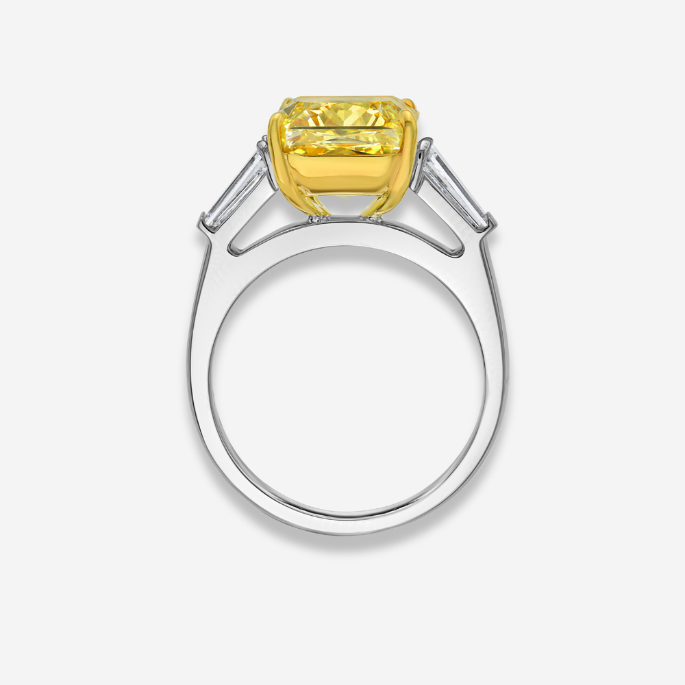 6ct Intense Yellow Elongated Radiant diamond engagement ring, handcrafted by Rare Colors by Namdar