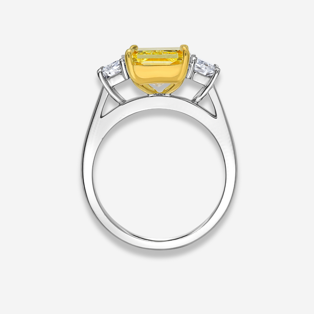 Rare Colors by Namdar 4ct Fancy Yellow Elongated Radiant diamond engagement ring, New York City