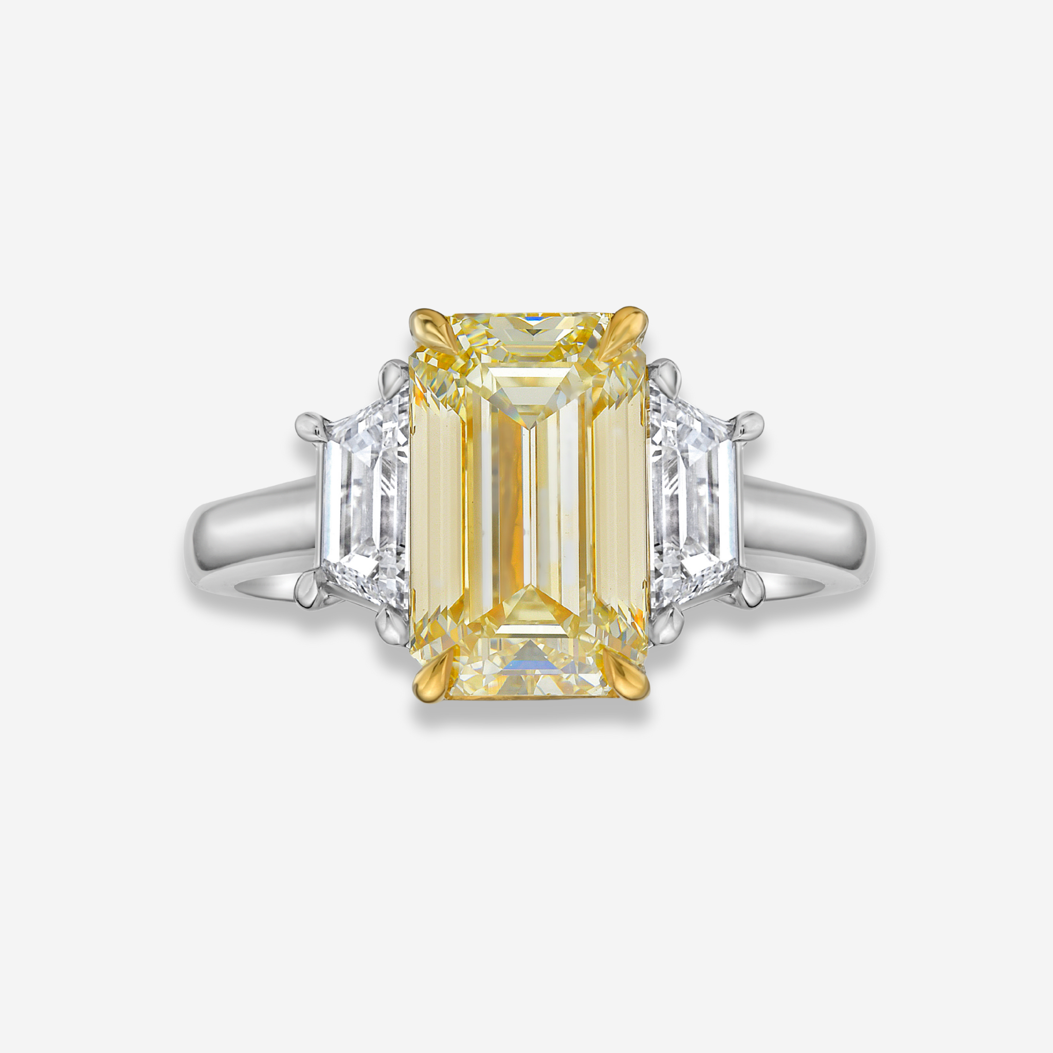 3 Carat Yellow Emerald Diamond Engagement Ring