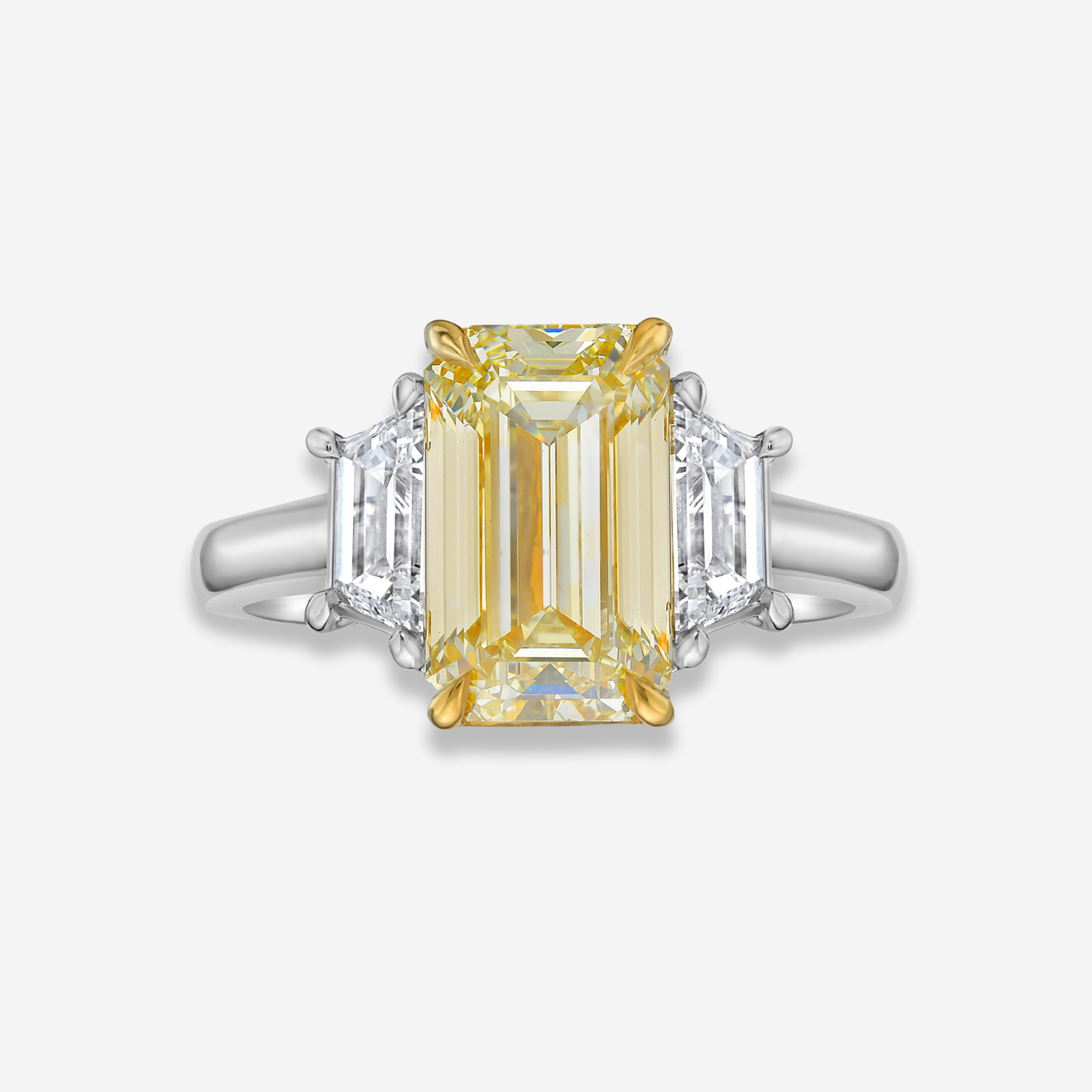 3 Carat Yellow Emerald Diamond Engagement Ring