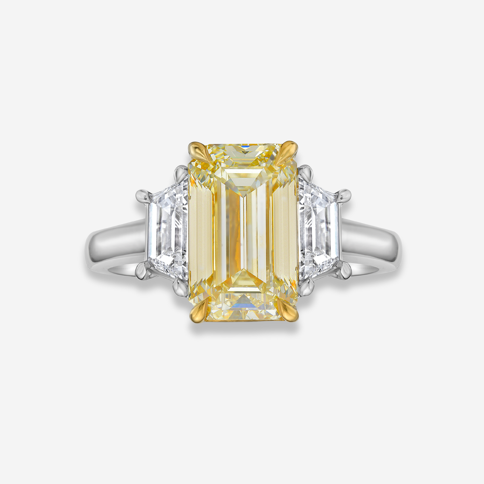 3 Carat Yellow Emerald Diamond Engagement Ring