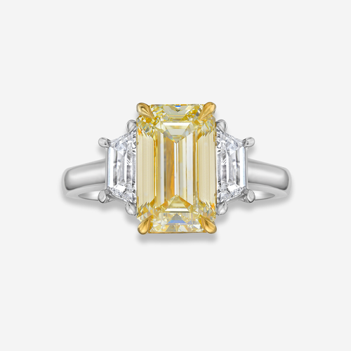 3 Carat Yellow Emerald Diamond Engagement Ring