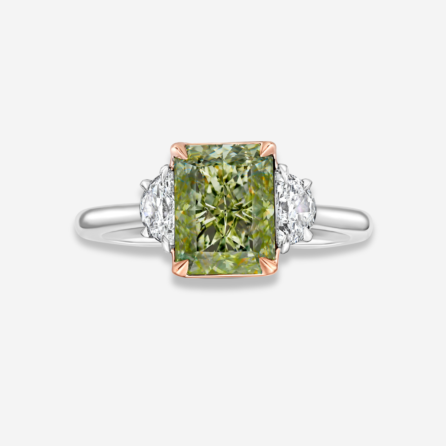 GIA 3ct Greenish Yellow diamond engagement ring at Rare Colors by Namdar, 5th Avenue New York