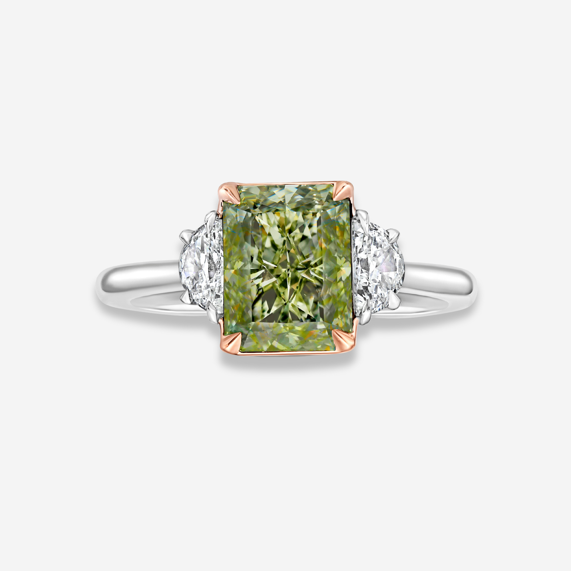 GIA 3ct Greenish Yellow diamond engagement ring at Rare Colors by Namdar, 5th Avenue New York
