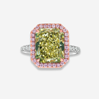 5ct Fancy Greenish Yellow Radiant Diamond Engagement Ring