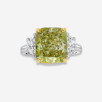 6.08ct Fancy Yellow-Green Cushion Diamond Engagement Ring