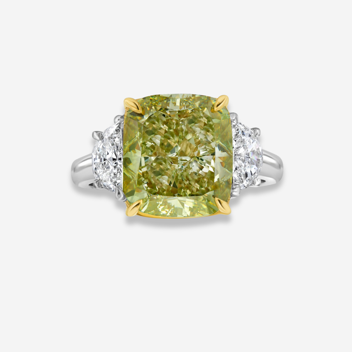 6.08ct Fancy Yellow Cushion engagement ring — color diamond specialists Rare Colors by Namdar