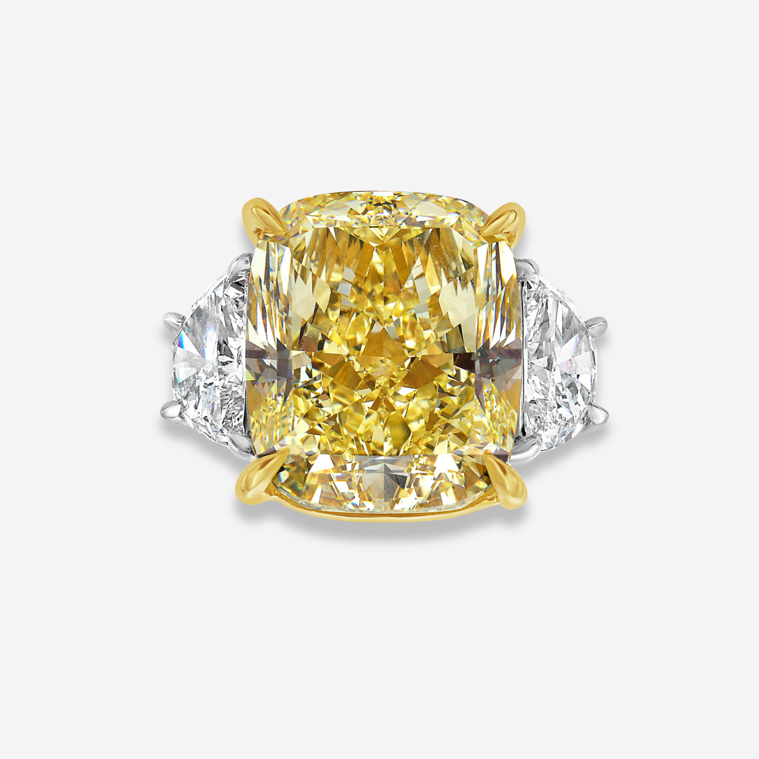 7ct Fancy Yellow Cushion Diamond Engagement Ring