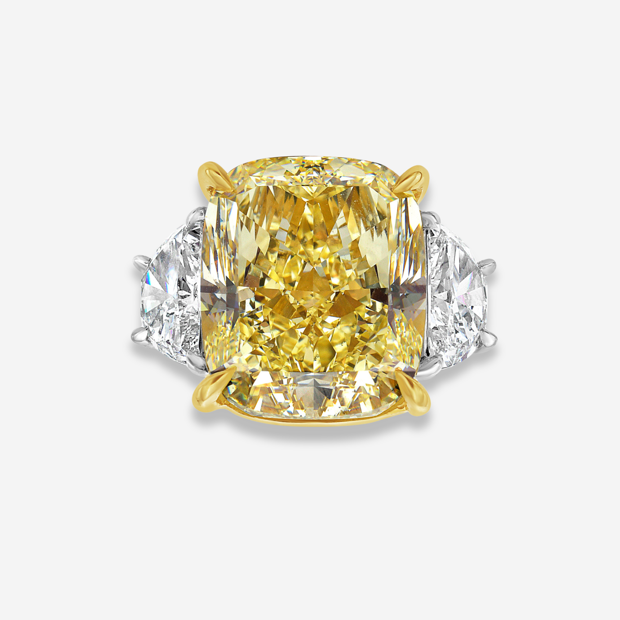 7ct Fancy Yellow Cushion Diamond Engagement Ring