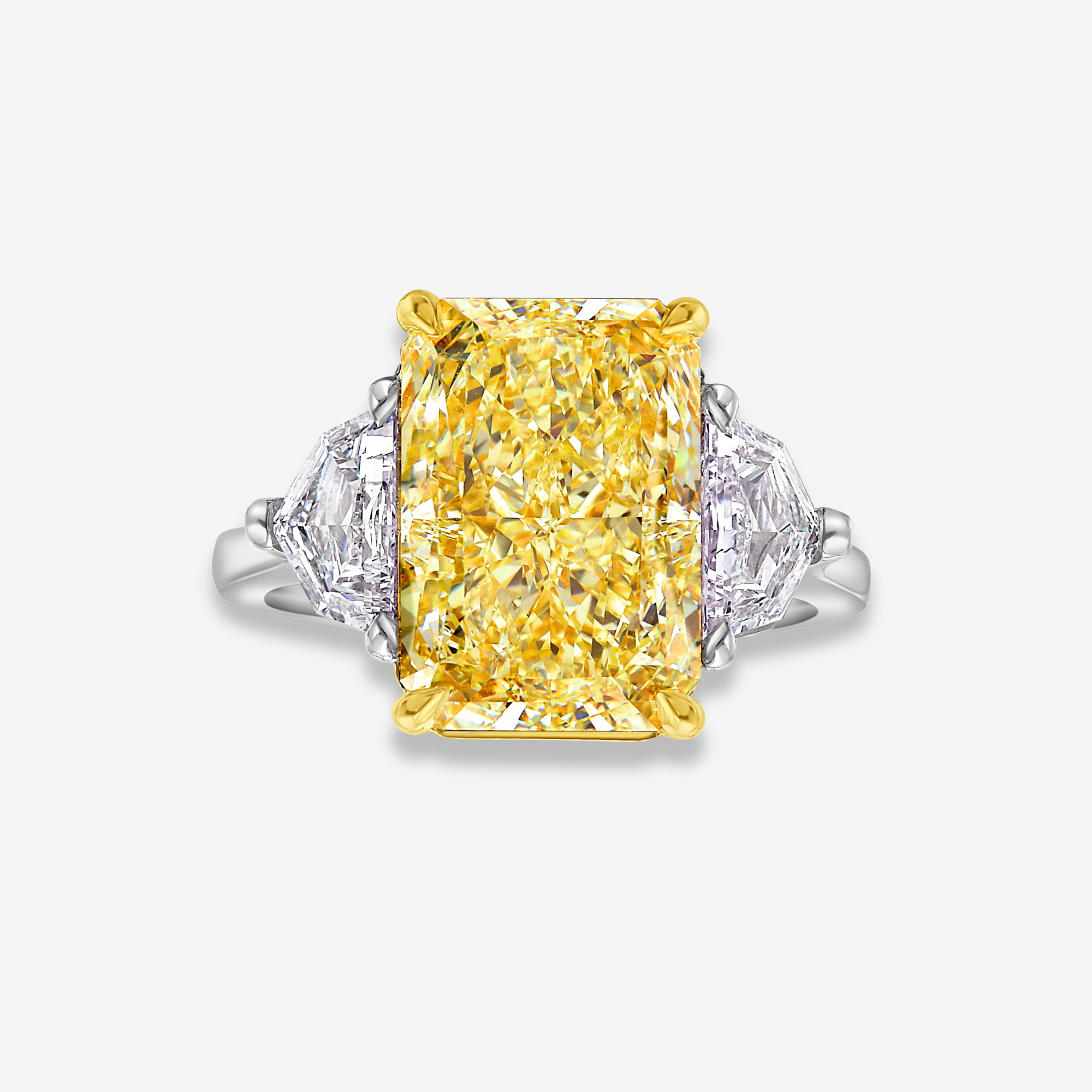 Fancy Light Yellow Radiant diamond engagement ring, handcrafted by Rare Colors by Namdar