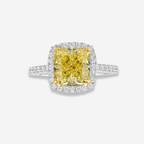 3ct Fancy Yellow Cushion Diamond Halo Engagement Ring