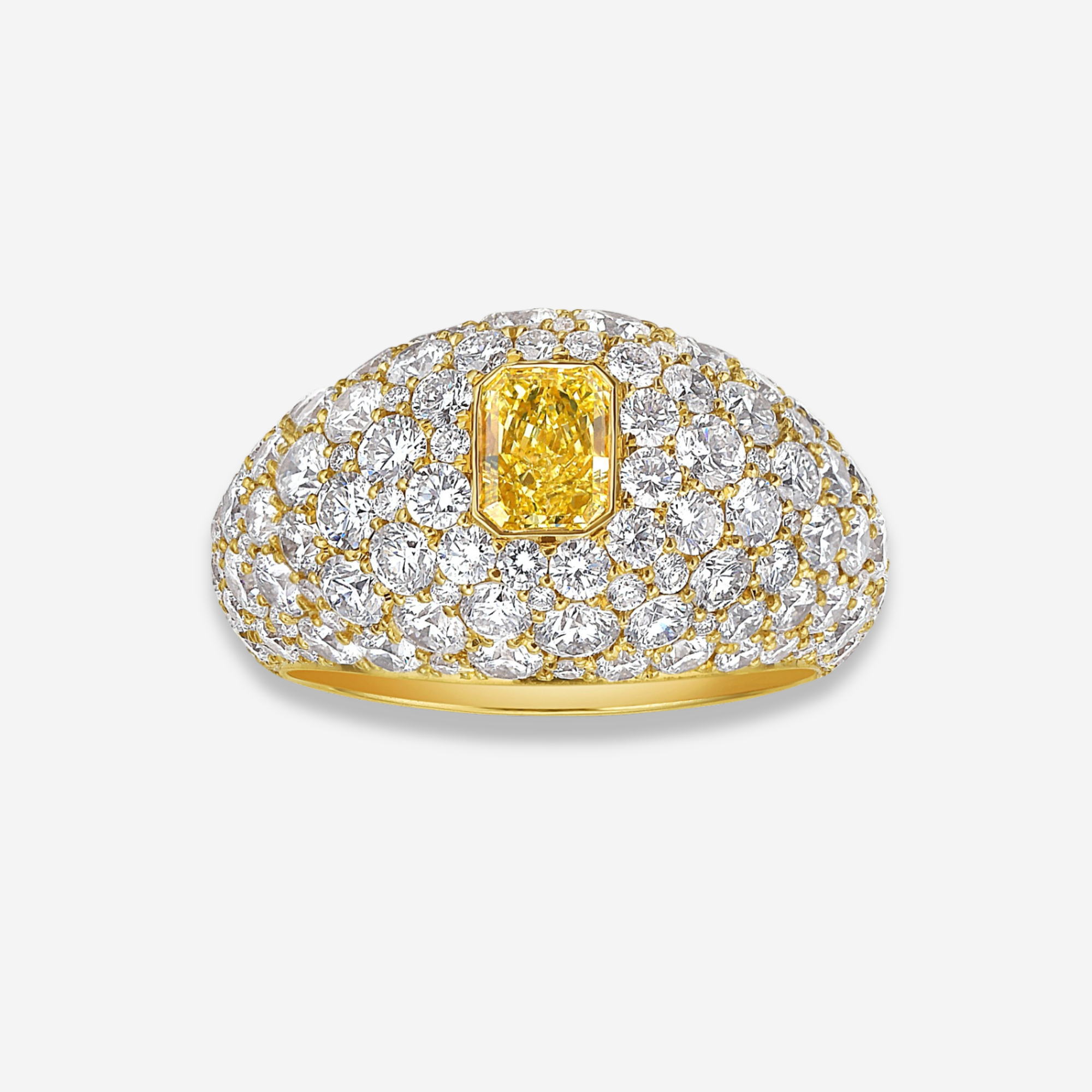 Natural Fancy Intense Yellow Radiant diamond ring — Rare Colors by Namdar NYC