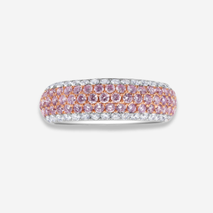 Pink and White Diamond Five Row Half Eternity Ring