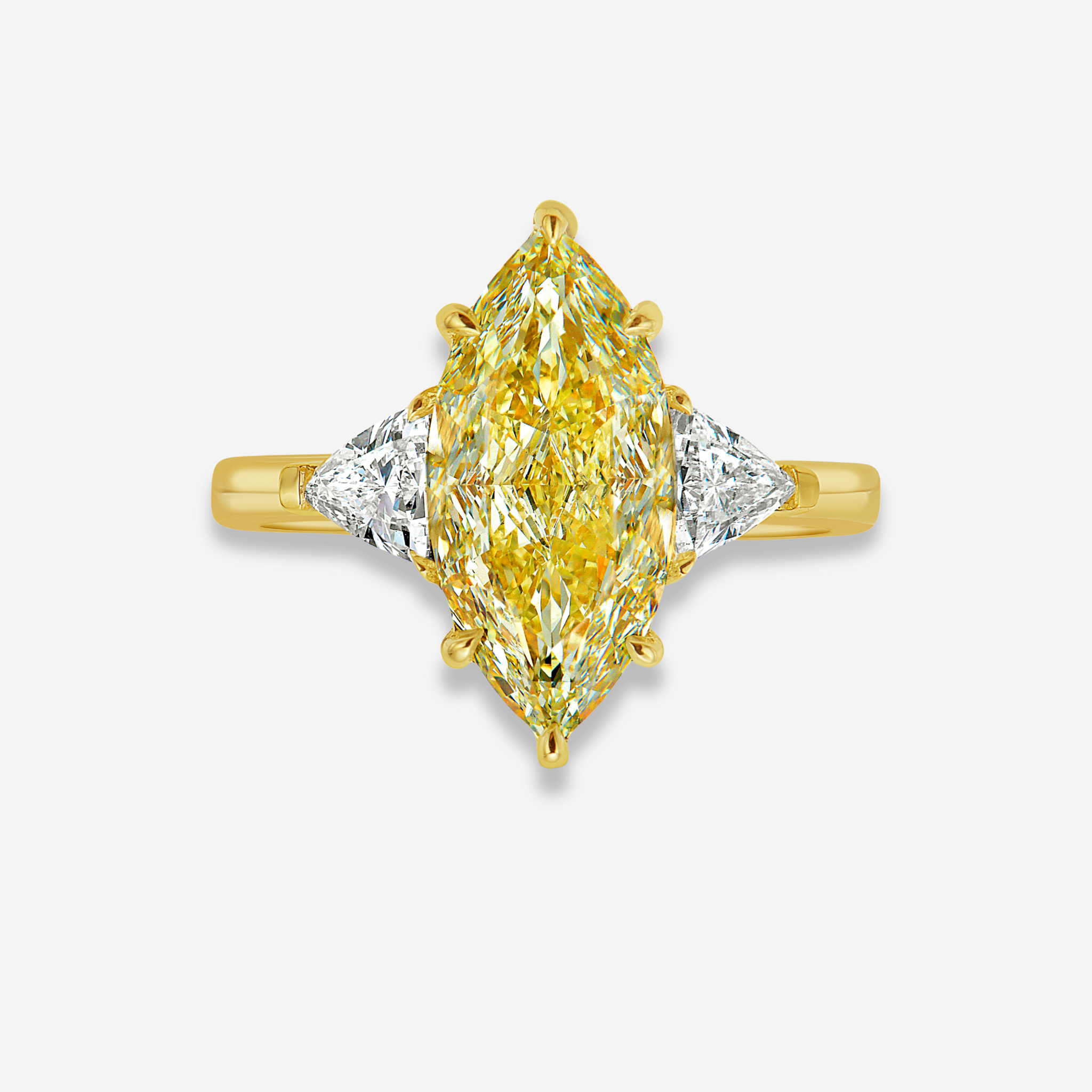 3.34ct Light Yellow Marquise Diamond Engagement Ring