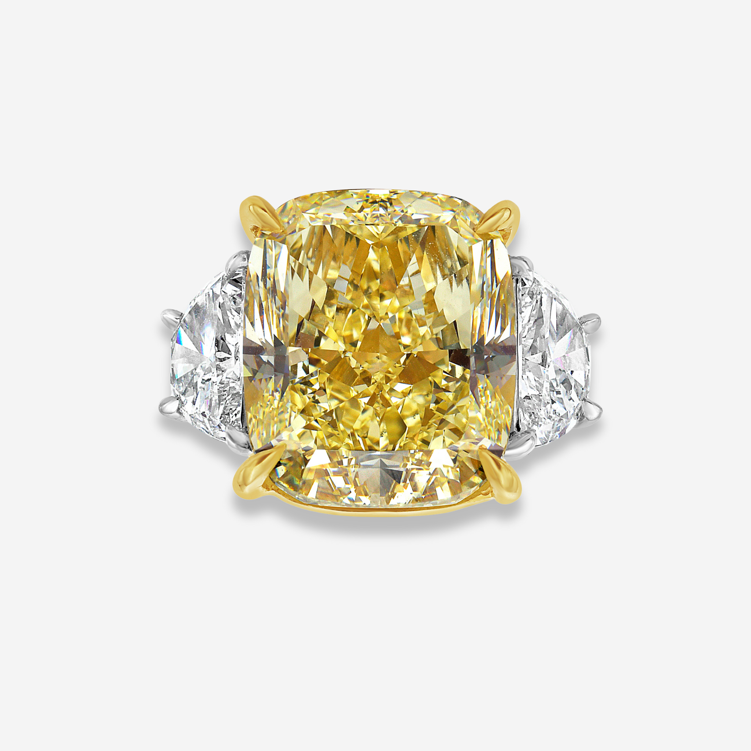 15ct Fancy Yellow Cushion Diamond Engagement Ring