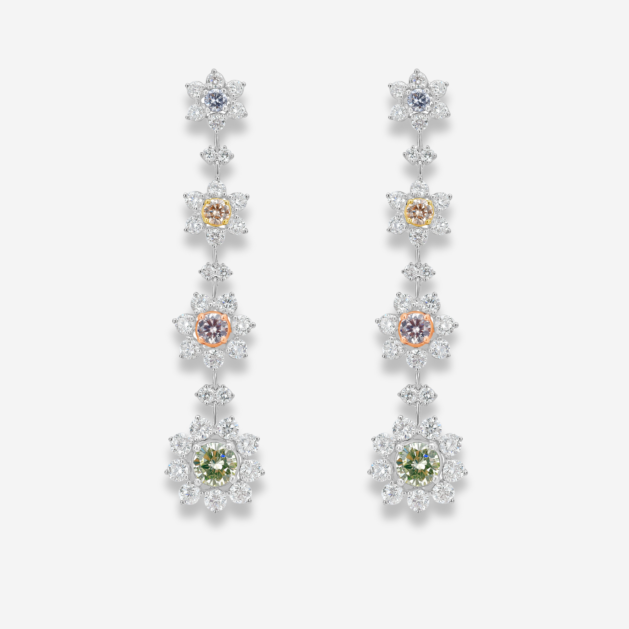 Natural Multi diamond drop earrings — Rare Colors by Namdar NYC
