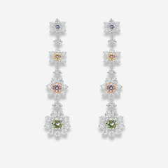 Multicolor Diamond Flower Drop Earrings