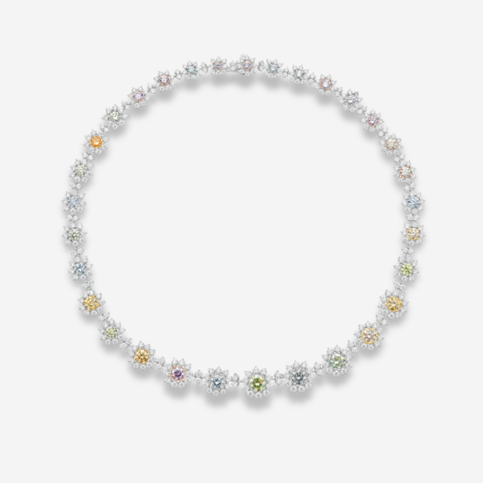 23ct Fancy Multicolor Diamond Flower Necklace