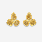 Trio Yellow Diamond Bezel Stud Earrings