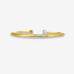 Two-Stone Yellow and White Diamond Bezel Set Bangle Bracelet