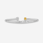 Two-Stone Yellow and White Diamond Bezel Set Bangle