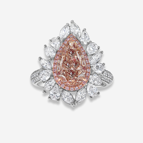 2.5 Carat Peach Pear Diamond Ring