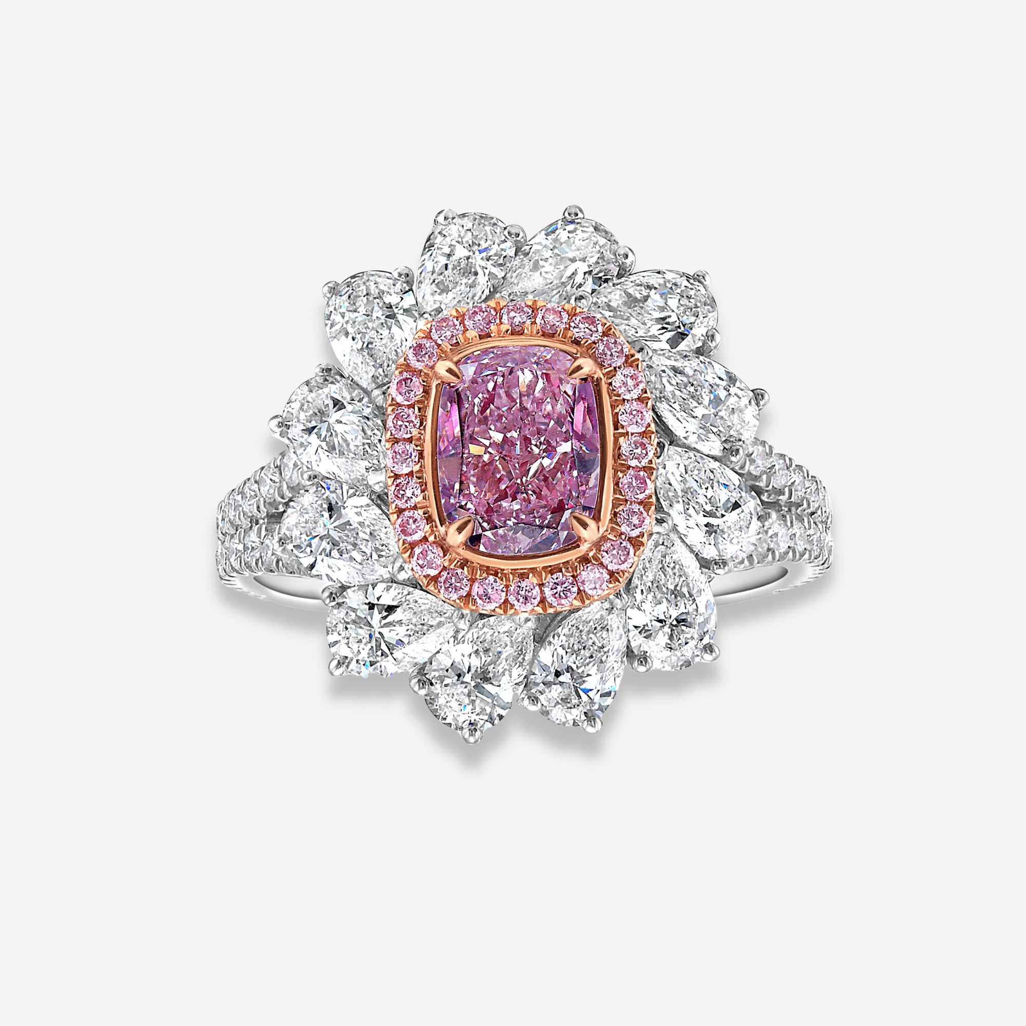 1ct Light Pink Cushion diamond ring by Rare Colors by Namdar, New York City