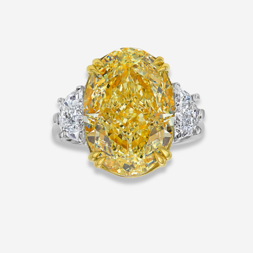5ct Fancy Intense Yellow Oval Diamond Engagement Ring