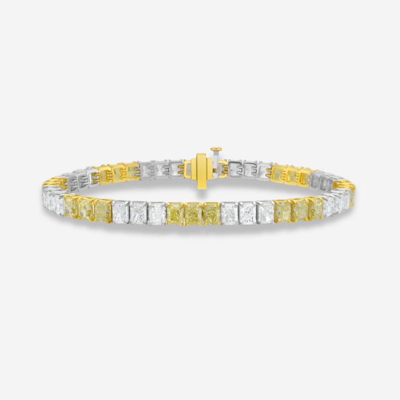 12.5 Carat 3:3 Yellow and White Diamond Tennis Bracelet