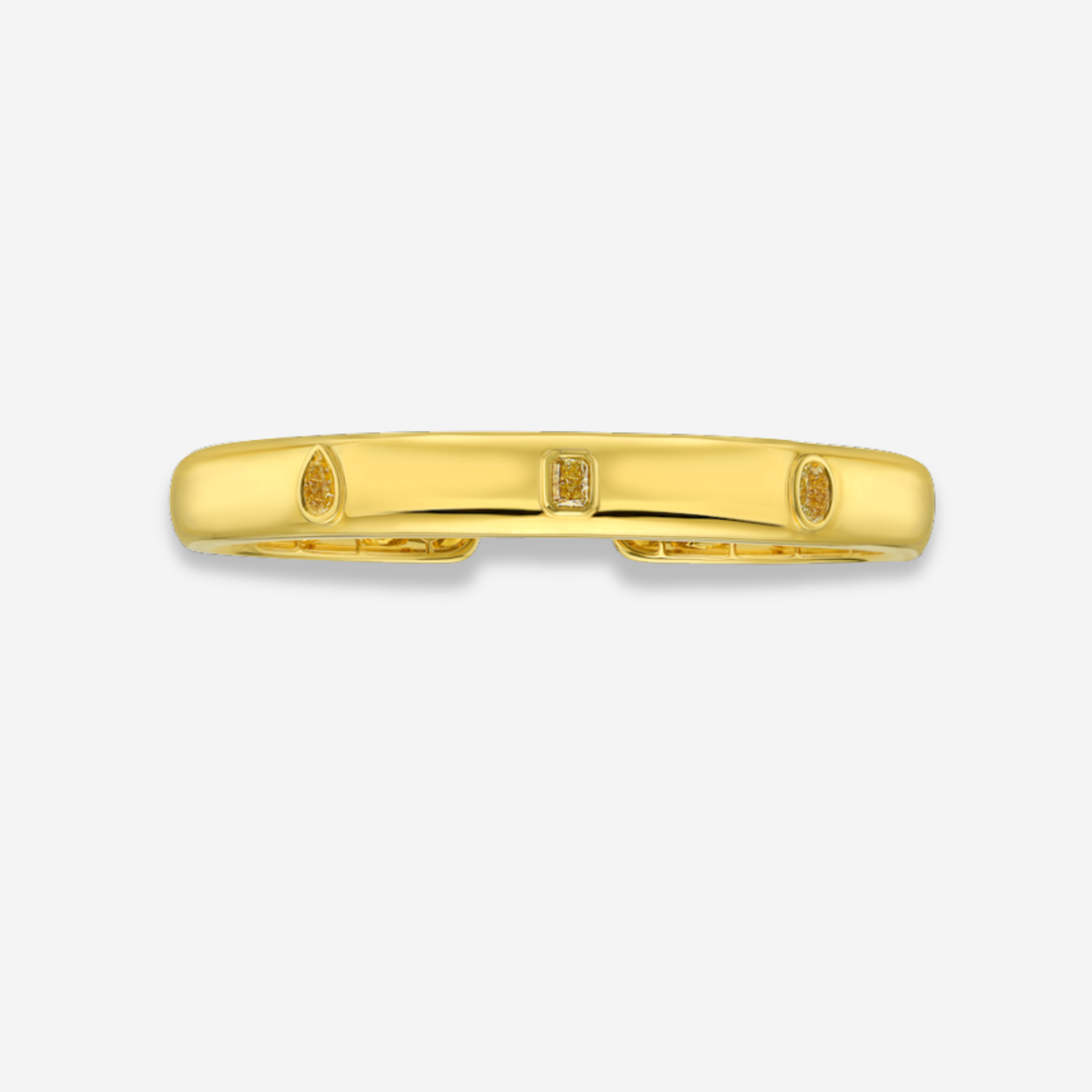 Trio Yellow Diamond Bezel Cuff Bracelet