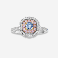 Fancy Blue Radiant Diamond Ring