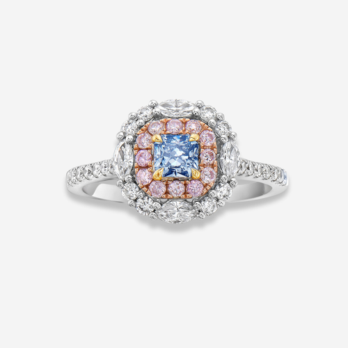Fancy Blue Radiant Diamond Ring