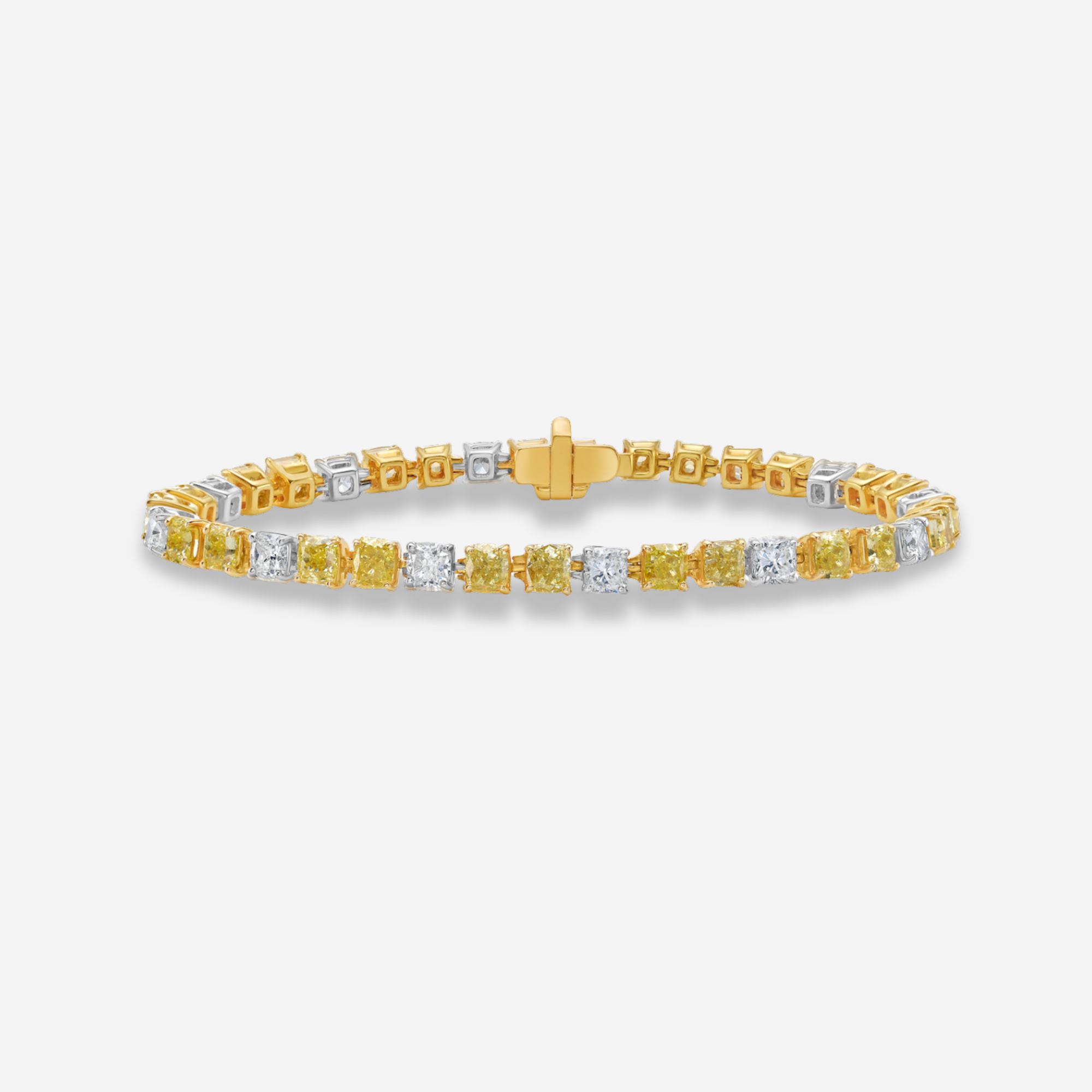 8.6ct Yellow and White Diamond Tennis Bracelet