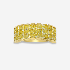 Three Row Yellow Diamond Half Eternity Band